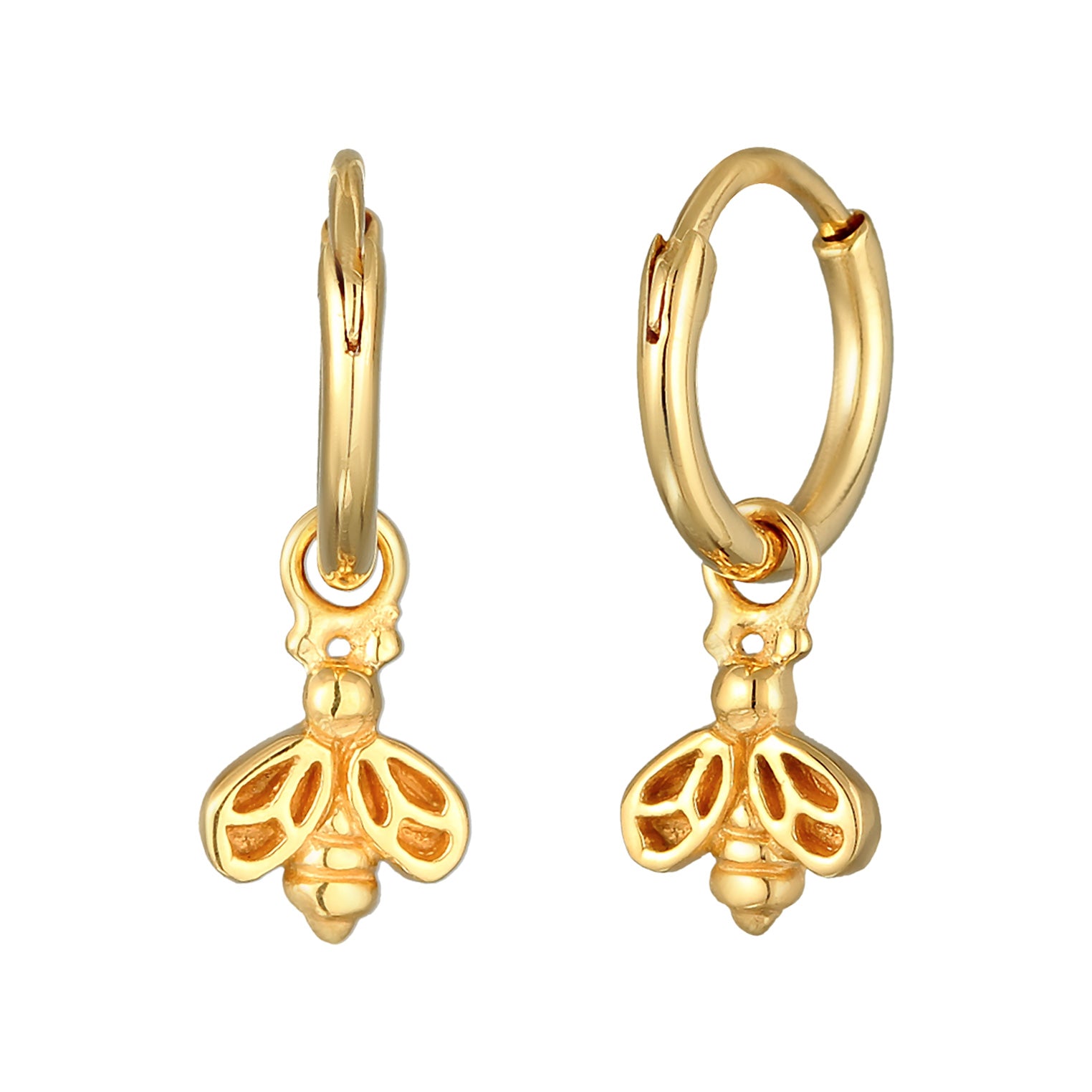 Gold Perhiasan Wanita Perak Asli - Silver Anting Creoles Pendant Bee Gold Plated