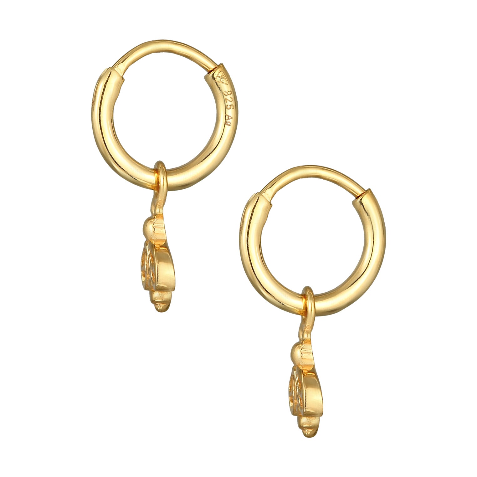 Gold Perhiasan Wanita Perak Asli - Silver Anting Creoles Pendant Bee Gold Plated