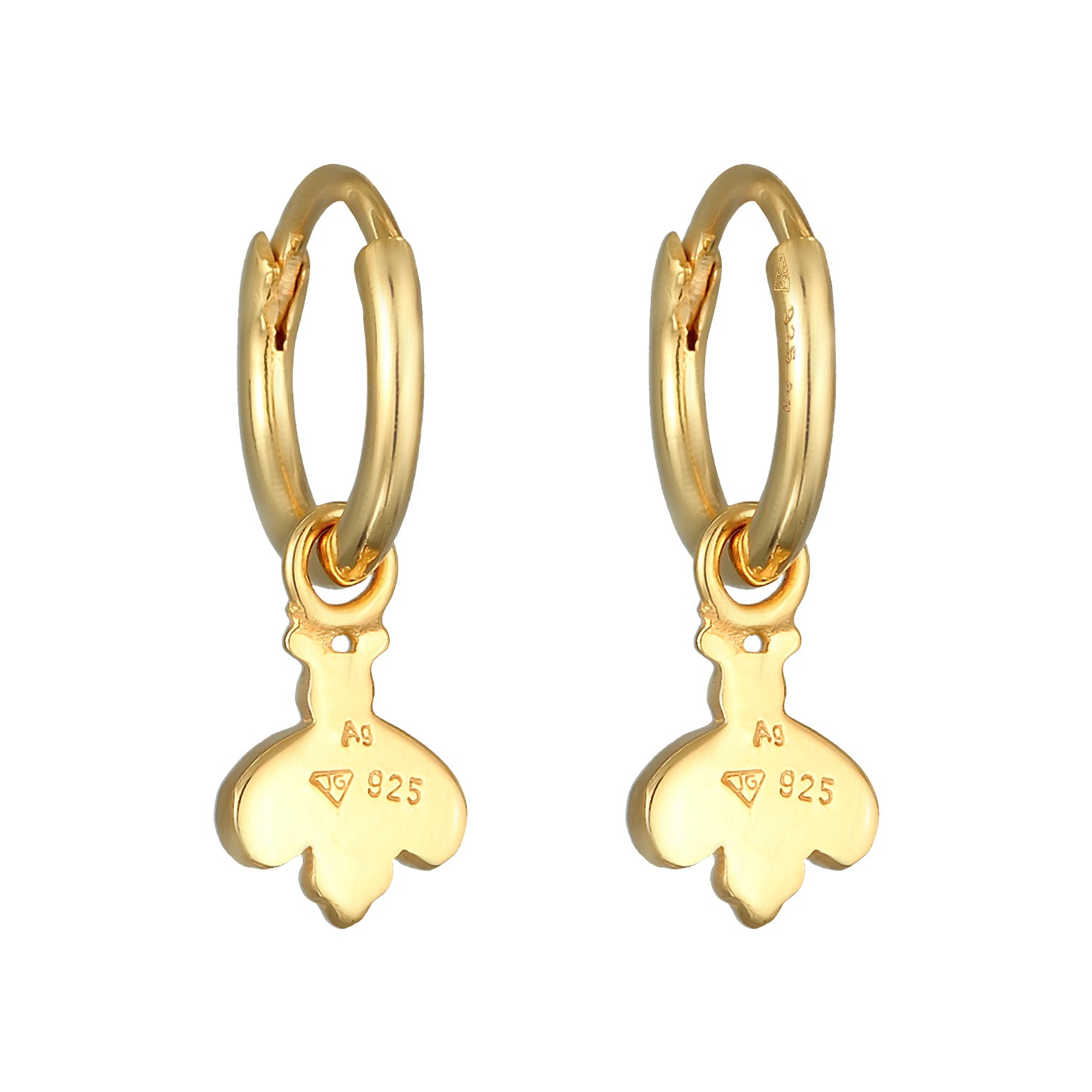 Gold Perhiasan Wanita Perak Asli - Silver Anting Creoles Pendant Bee Gold Plated