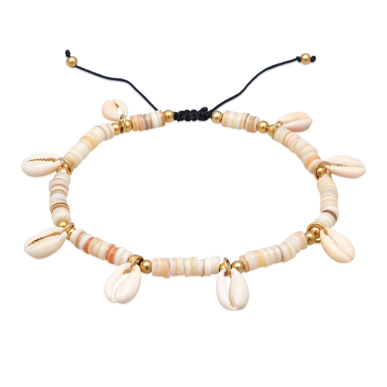 Gold Gelang Kaki Perhiasan Perak 925 Wanita Cowrie Shell Surfer Style