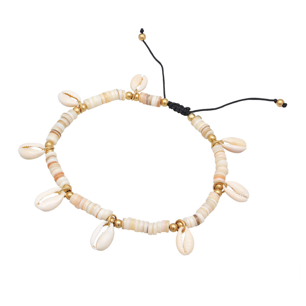 Gold Gelang Kaki Perhiasan Perak 925 Wanita Cowrie Shell Surfer Style