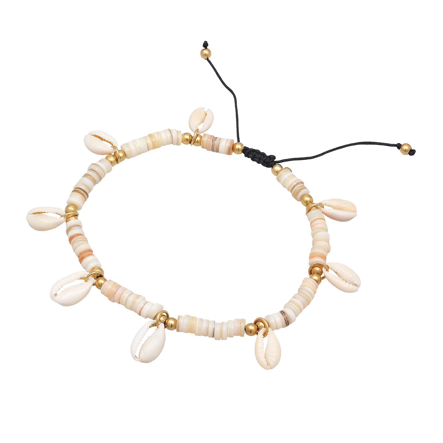 Gold Gelang Kaki Perhiasan Perak 925 Wanita Cowrie Shell Surfer Style