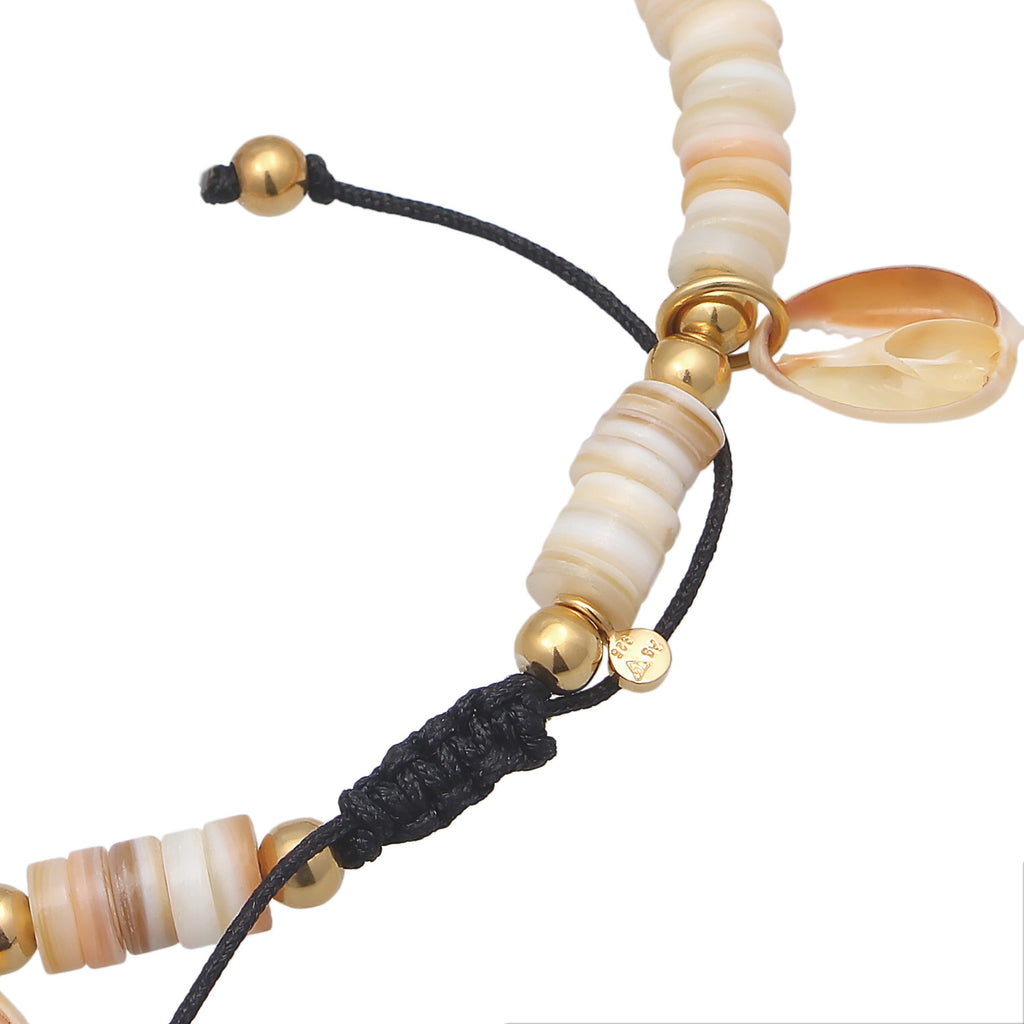 Gold Gelang Kaki Perhiasan Perak 925 Wanita Cowrie Shell Surfer Style