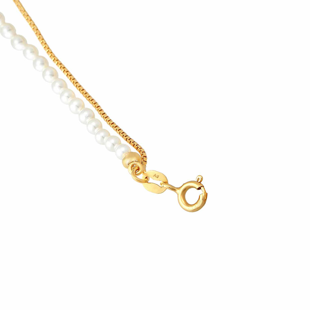 Gold Perhiasan Wanita Perak Asli - Silver Gelang Layer Elegant Shell Core Pearls Lapis Emas