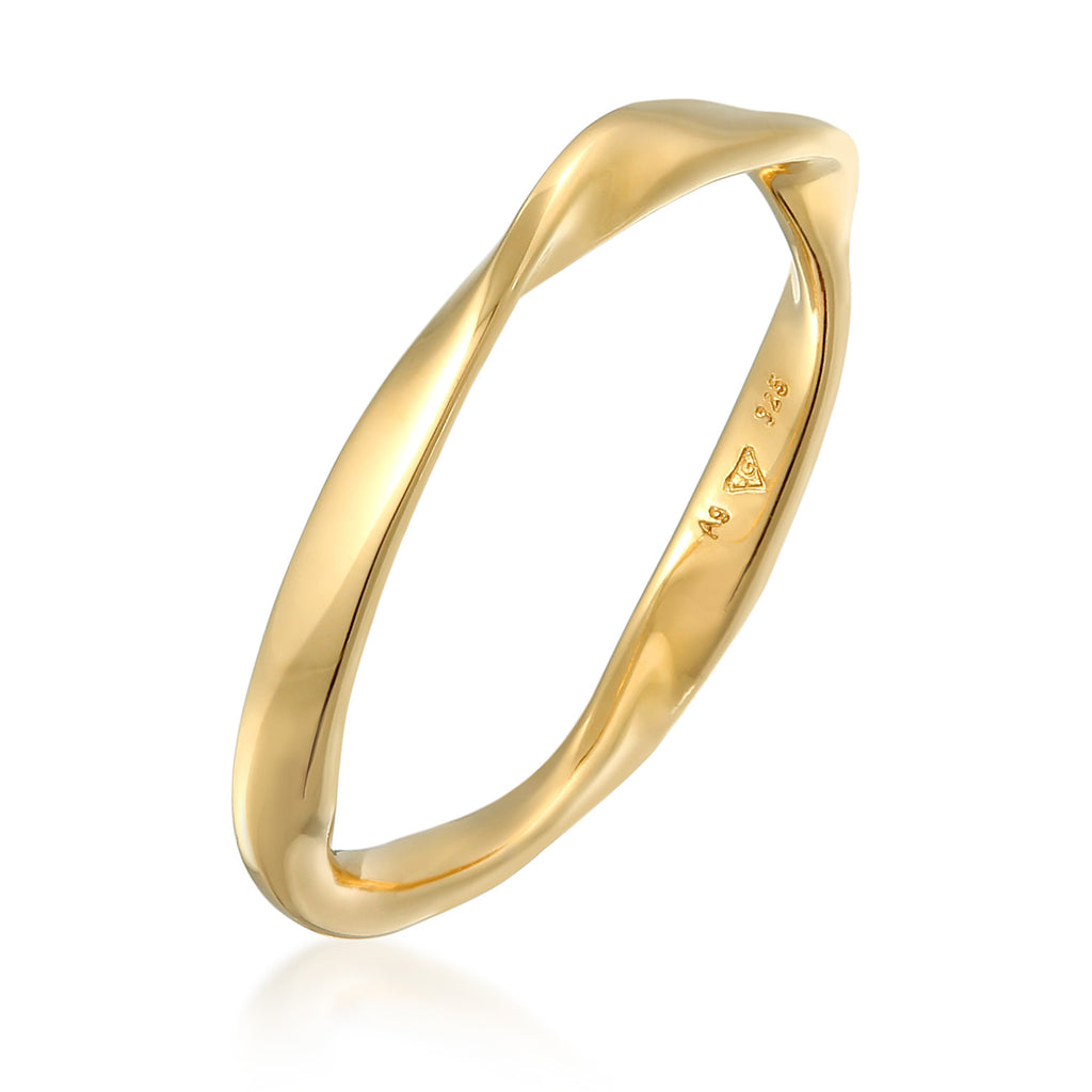 Twisted Band Ring 925 Silver Gold Plated
