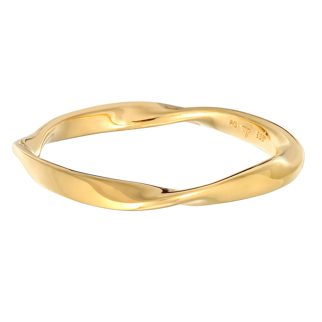 Gold Cincin Perhiasan Perak 925 Wanita Twisted Stacking Gold Plated