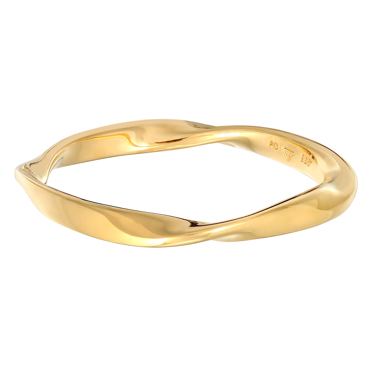 Gold Cincin Perhiasan Perak 925 Wanita Twisted Stacking Gold Plated