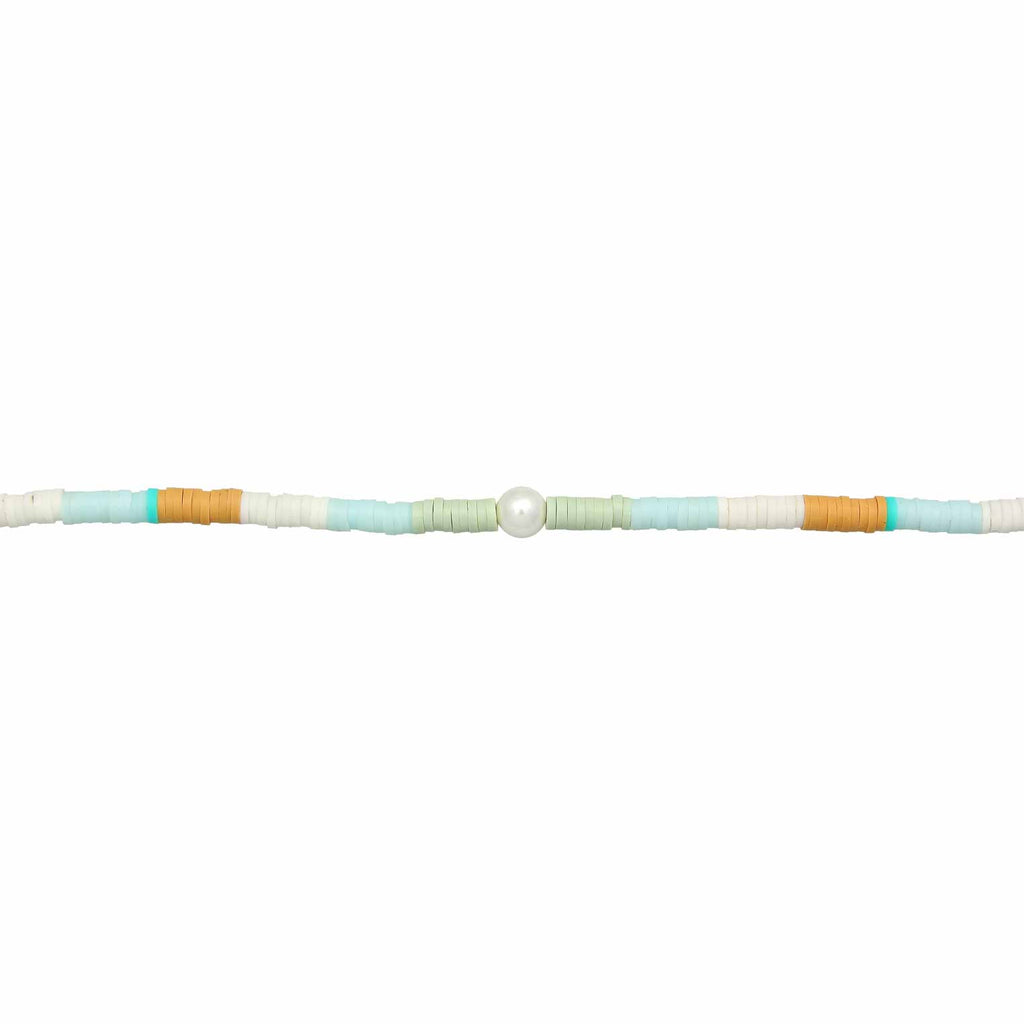 Ladies Surfer Heishi Beads with shell core pearls in 925 sterling silver