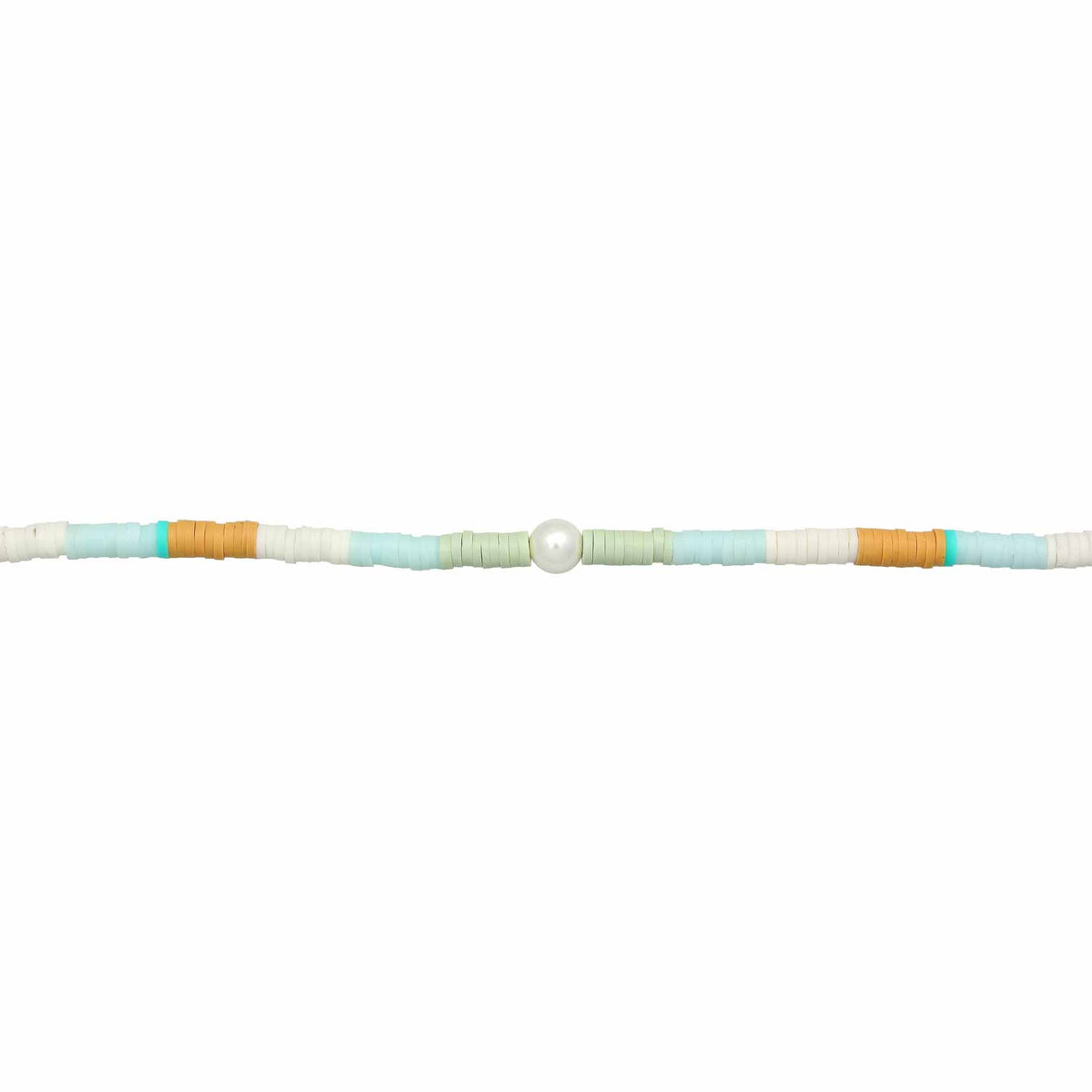 Ladies Surfer Heishi Beads with shell core pearls in 925 sterling silver