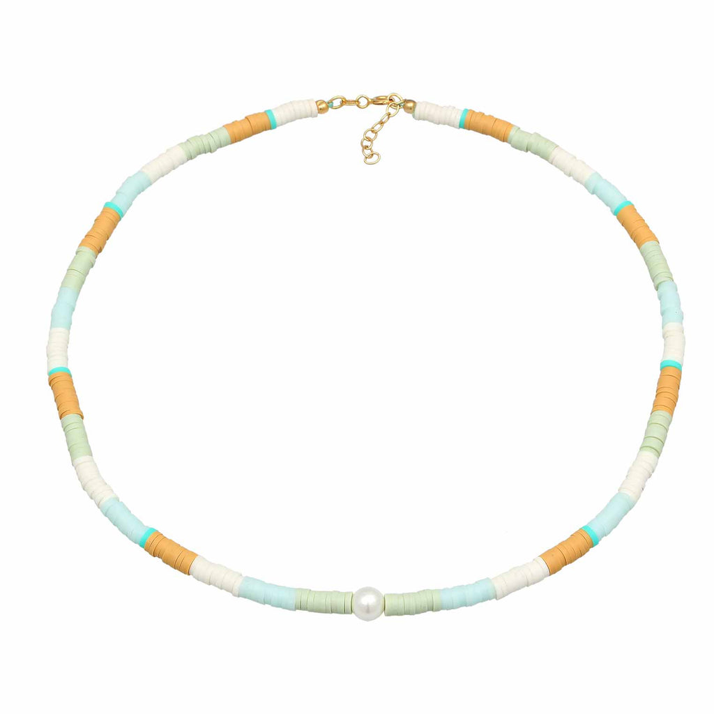 Ladies Surfer Heishi Beads with shell core pearls in 925 sterling silver