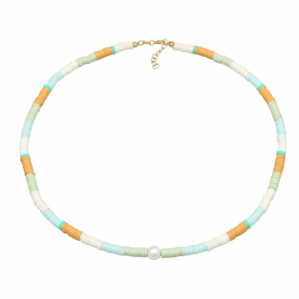 Ladies Surfer Heishi Beads with shell core pearls in 925 sterling silver