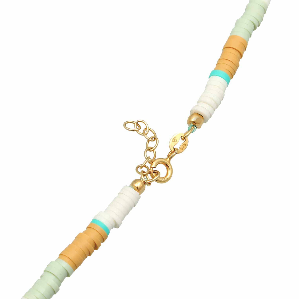 Ladies Surfer Heishi Beads with shell core pearls in 925 sterling silver