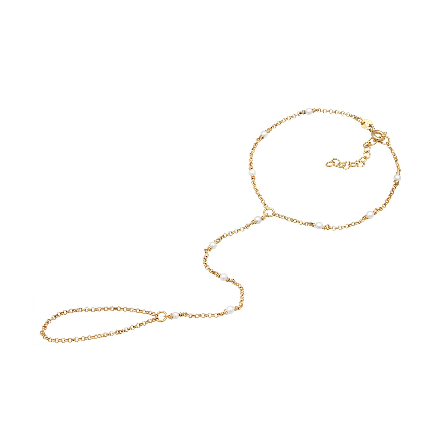 Gold Perhiasan Wanita Perak Asli Lapis Emas Gelang Hand Chain Shell Pearl
