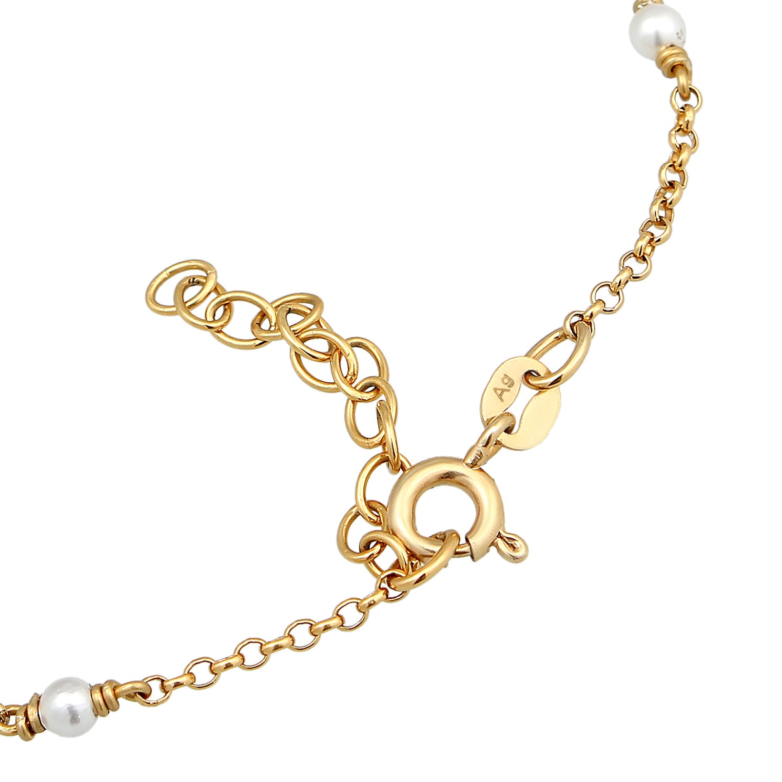 Gold Perhiasan Wanita Perak Asli Lapis Emas Gelang Hand Chain Shell Pearl