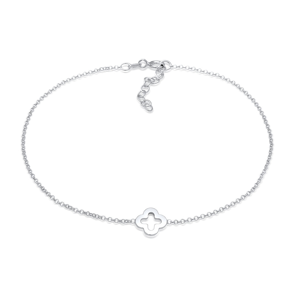 Silver Gelang Kaki Perhiasan Perak 925 Wanita Clover Leaf Lucky Symbol