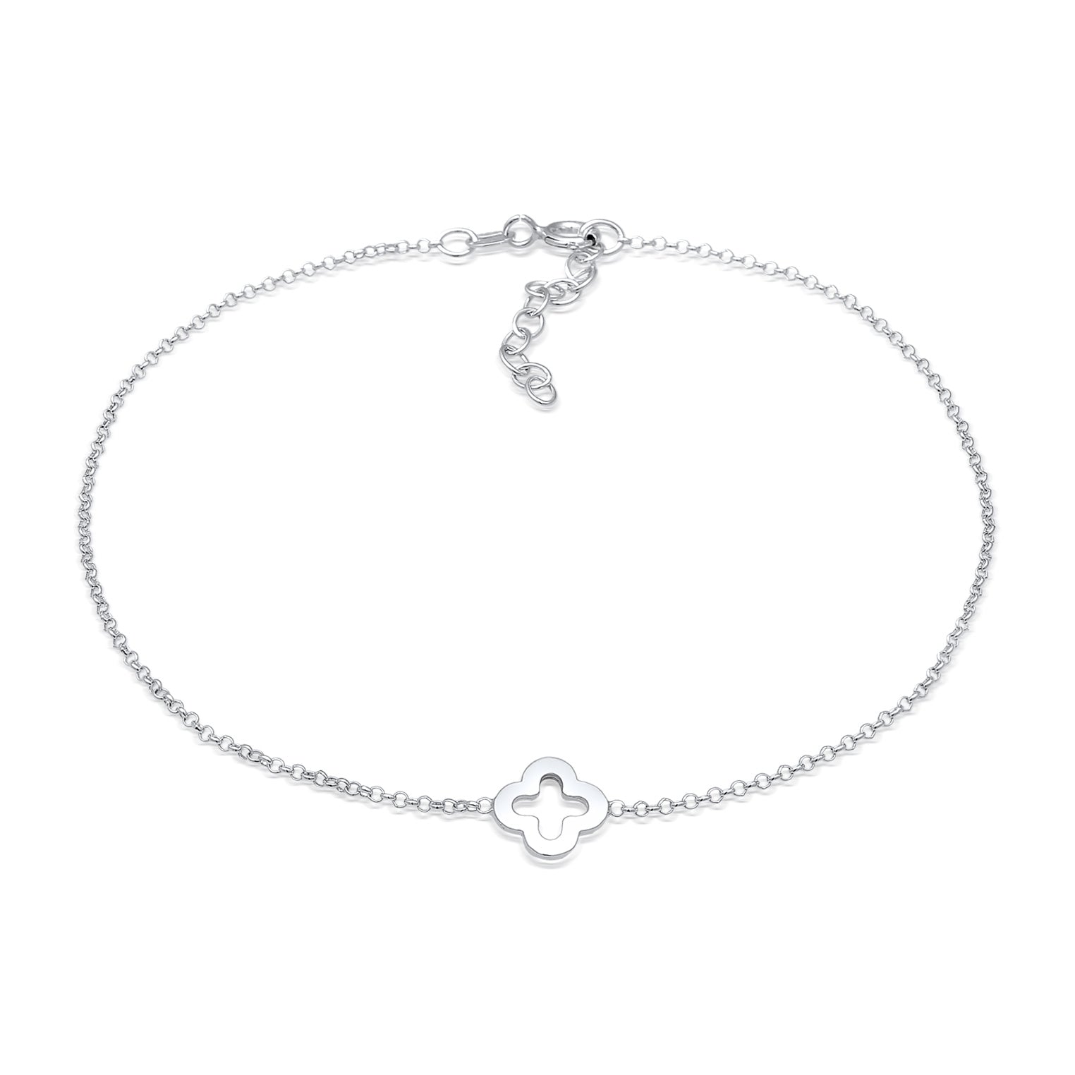 Silver Gelang Kaki Perhiasan Perak 925 Wanita Clover Leaf Lucky Symbol