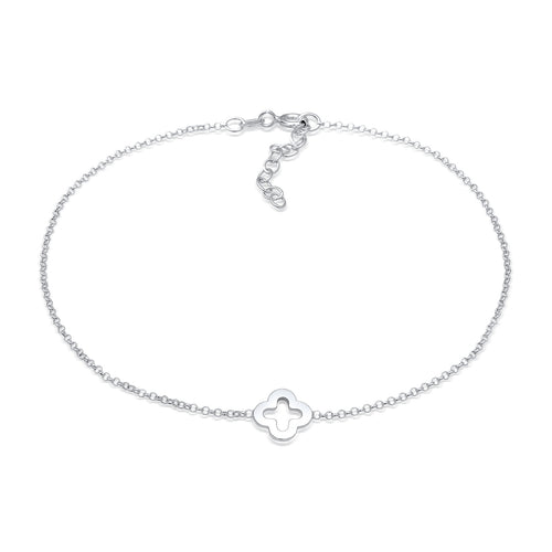 Silver Gelang Kaki Perhiasan Perak 925 Wanita Clover Leaf Lucky Symbol