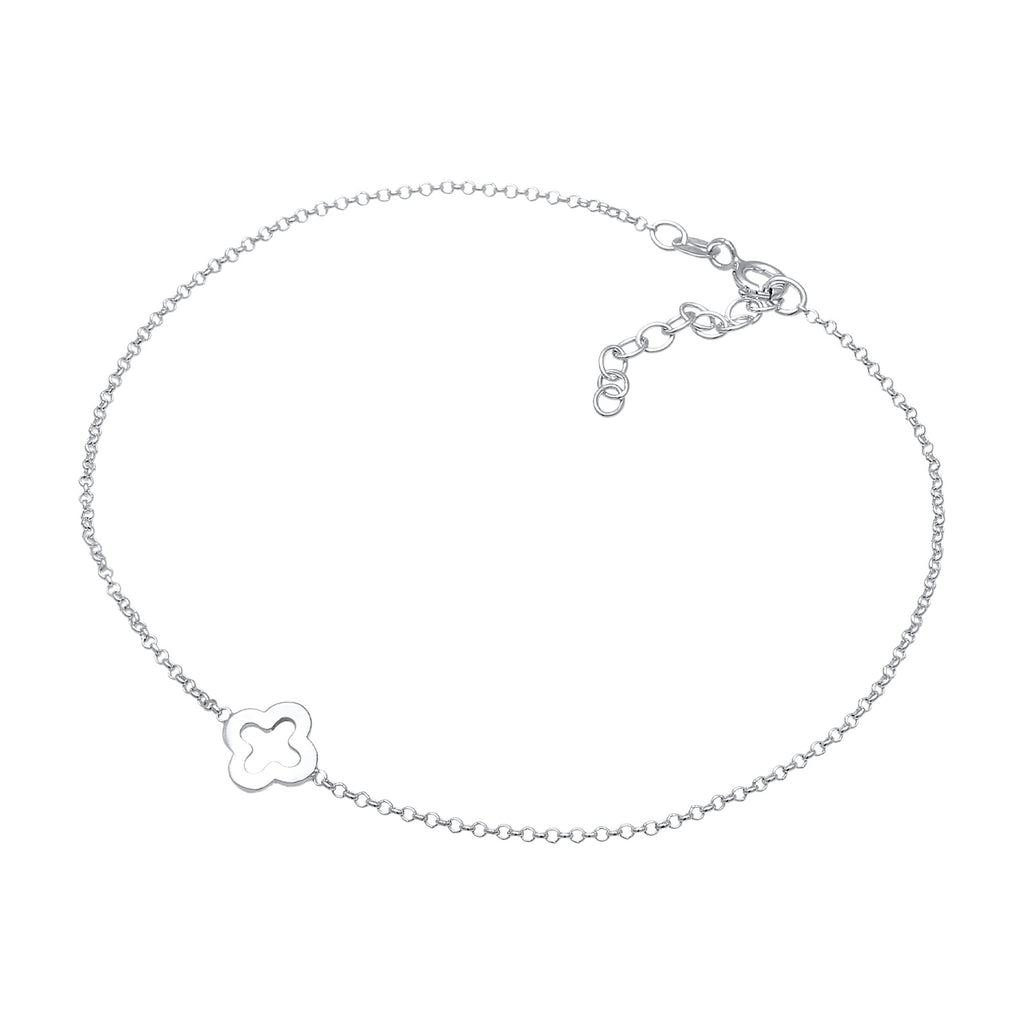 Silver Gelang Kaki Perhiasan Perak 925 Wanita Clover Leaf Lucky Symbol