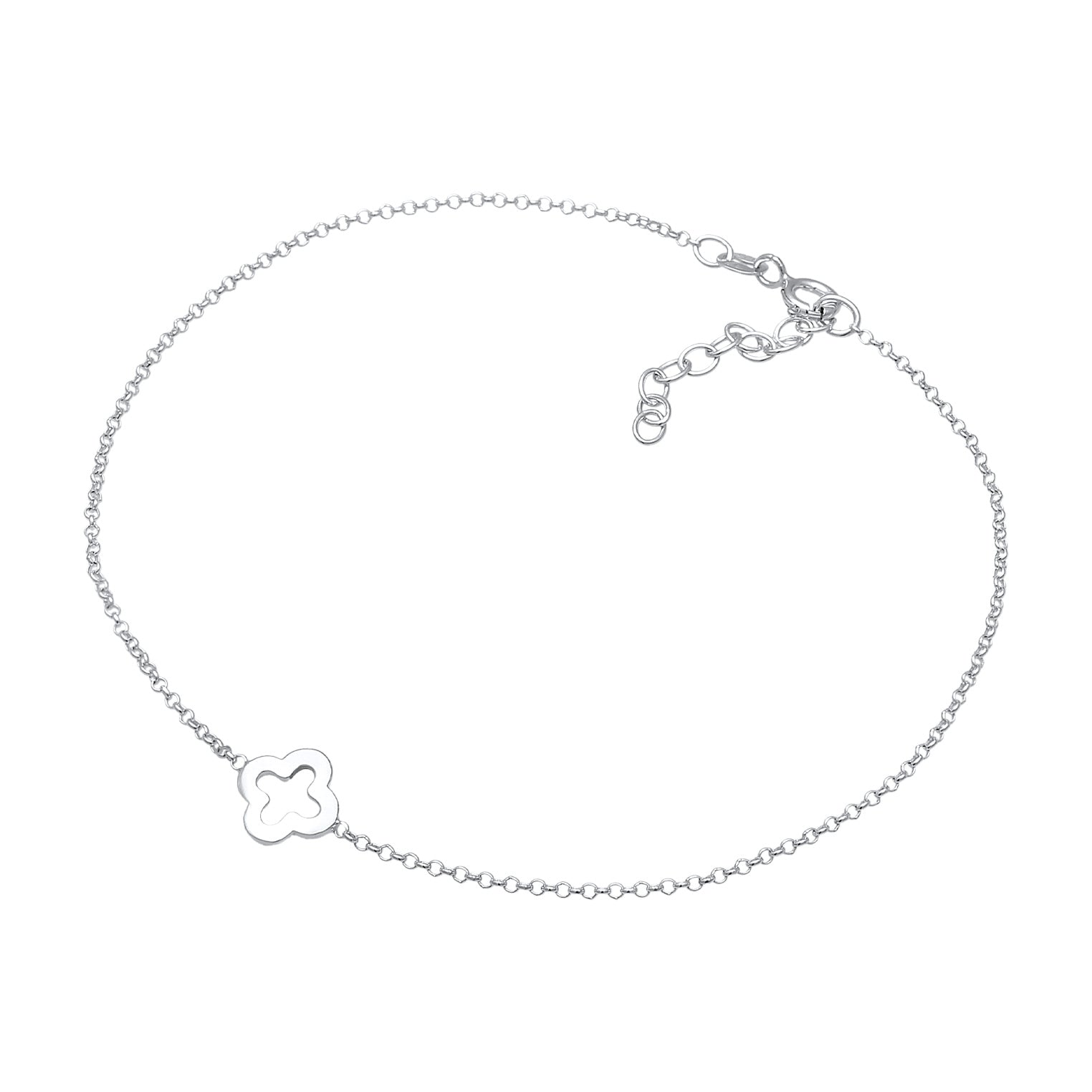 Silver Gelang Kaki Perhiasan Perak 925 Wanita Clover Leaf Lucky Symbol