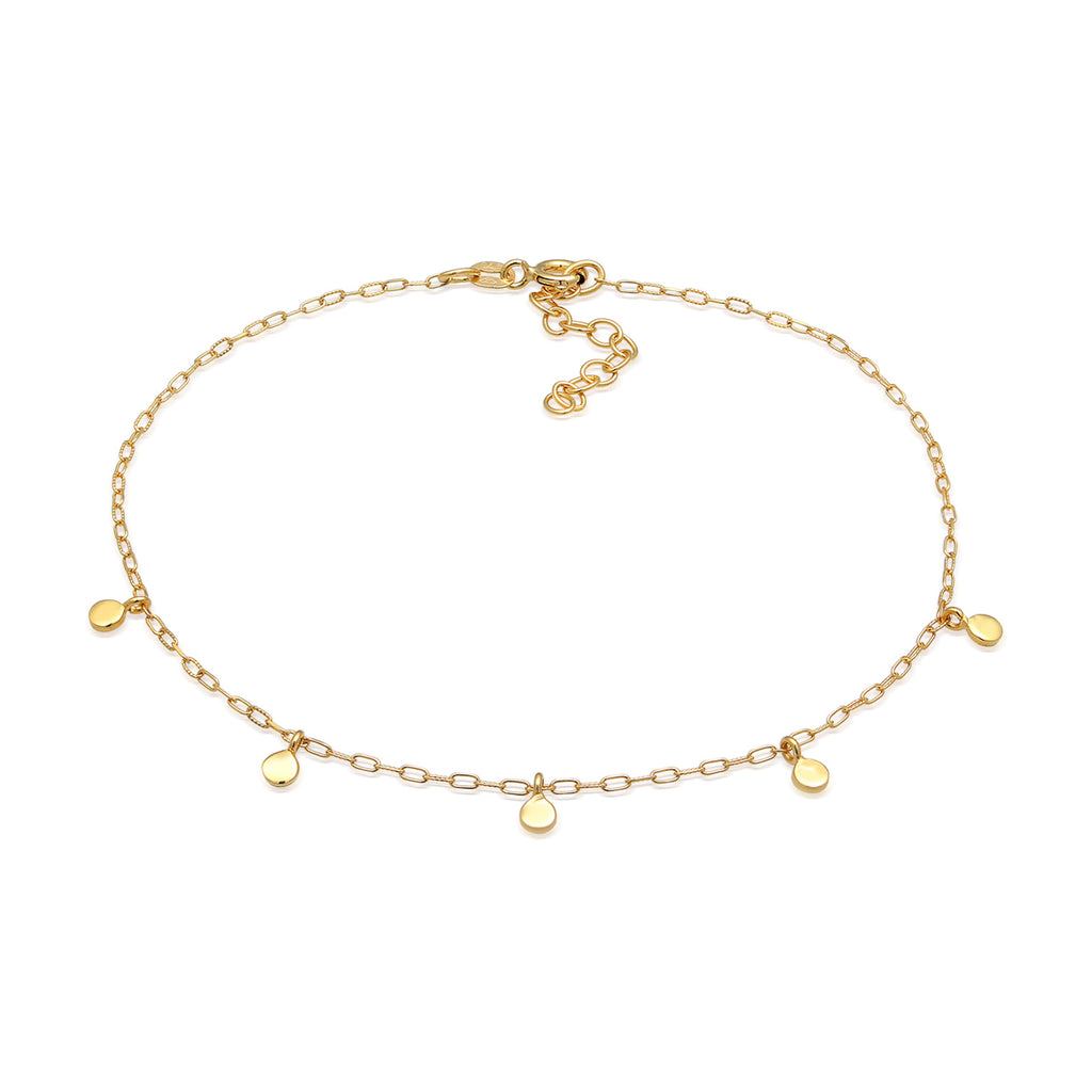 Gold Gelang Kaki Perhiasan Emas 375 Wanita Plate Link Chain