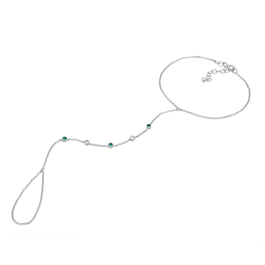 Silver Perhiasan Wanita Perak Asli - Silver Gelang Hand Chain Accessory Sparkling Crystals