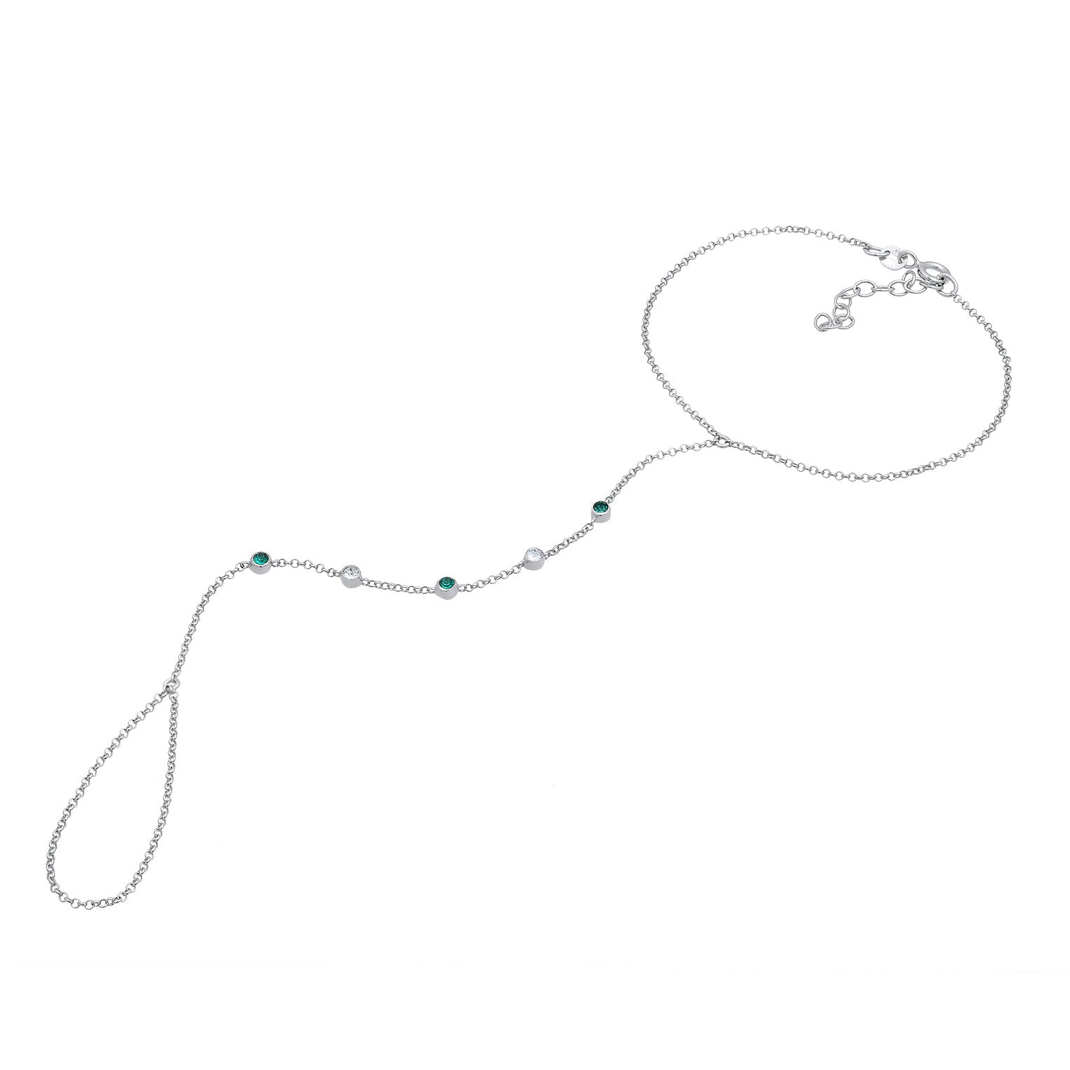 Silver Perhiasan Wanita Perak Asli - Silver Gelang Hand Chain Accessory Sparkling Crystals