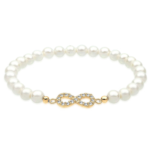 Gold Gelang Perhiasan Perak 925 Wanita Infinity Bead Crystals Gold Plated