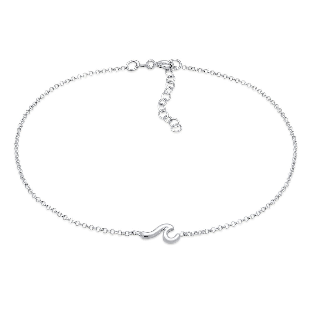 Wave Charm Anklet 925 Silver