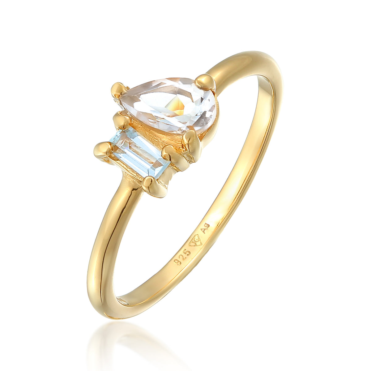 Gold - Elli PREMIUM | Ring Drop Topaz Gemstone 925 Sterling Silver Gold Plated