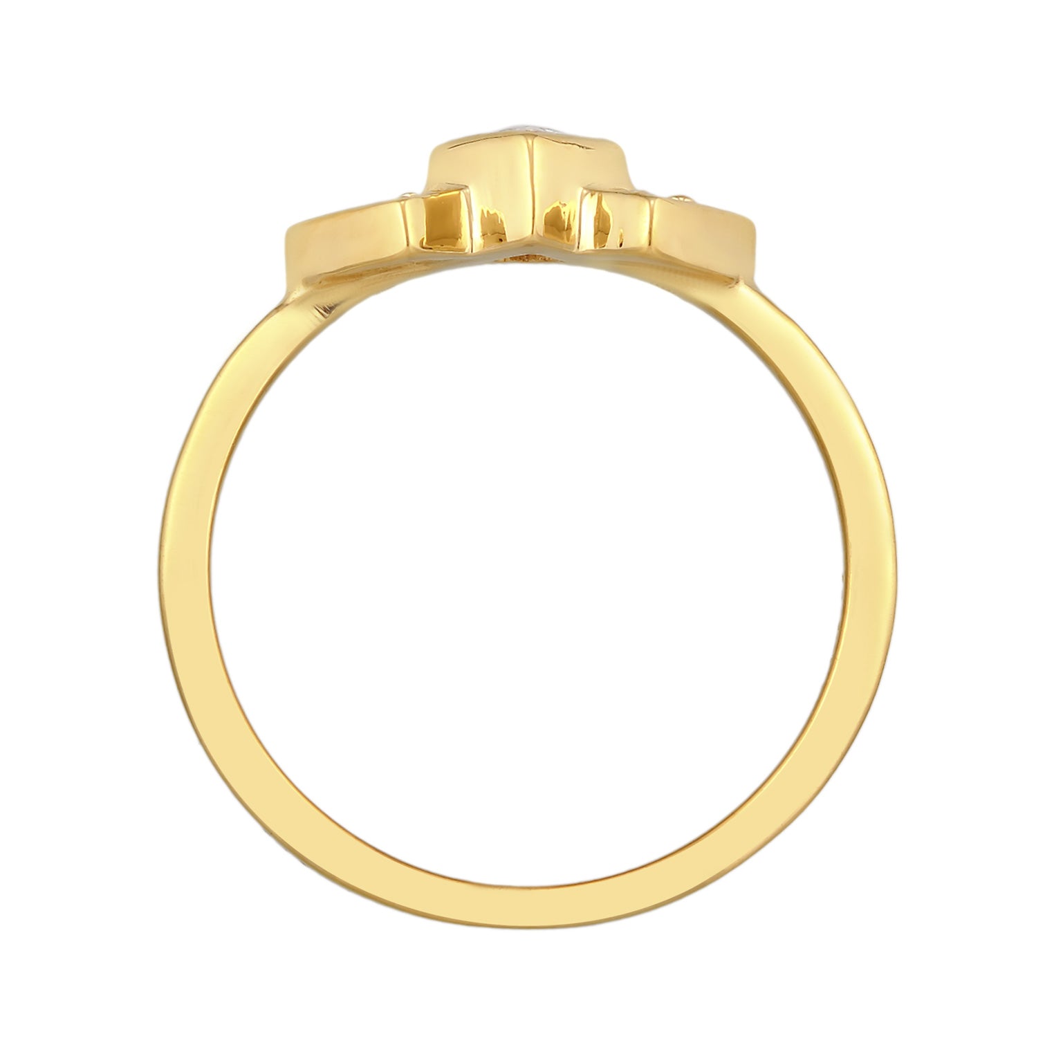 Gold Cincin Perhiasan Perak 925 Wanita Geo Vintage Zirconia Gold Plated