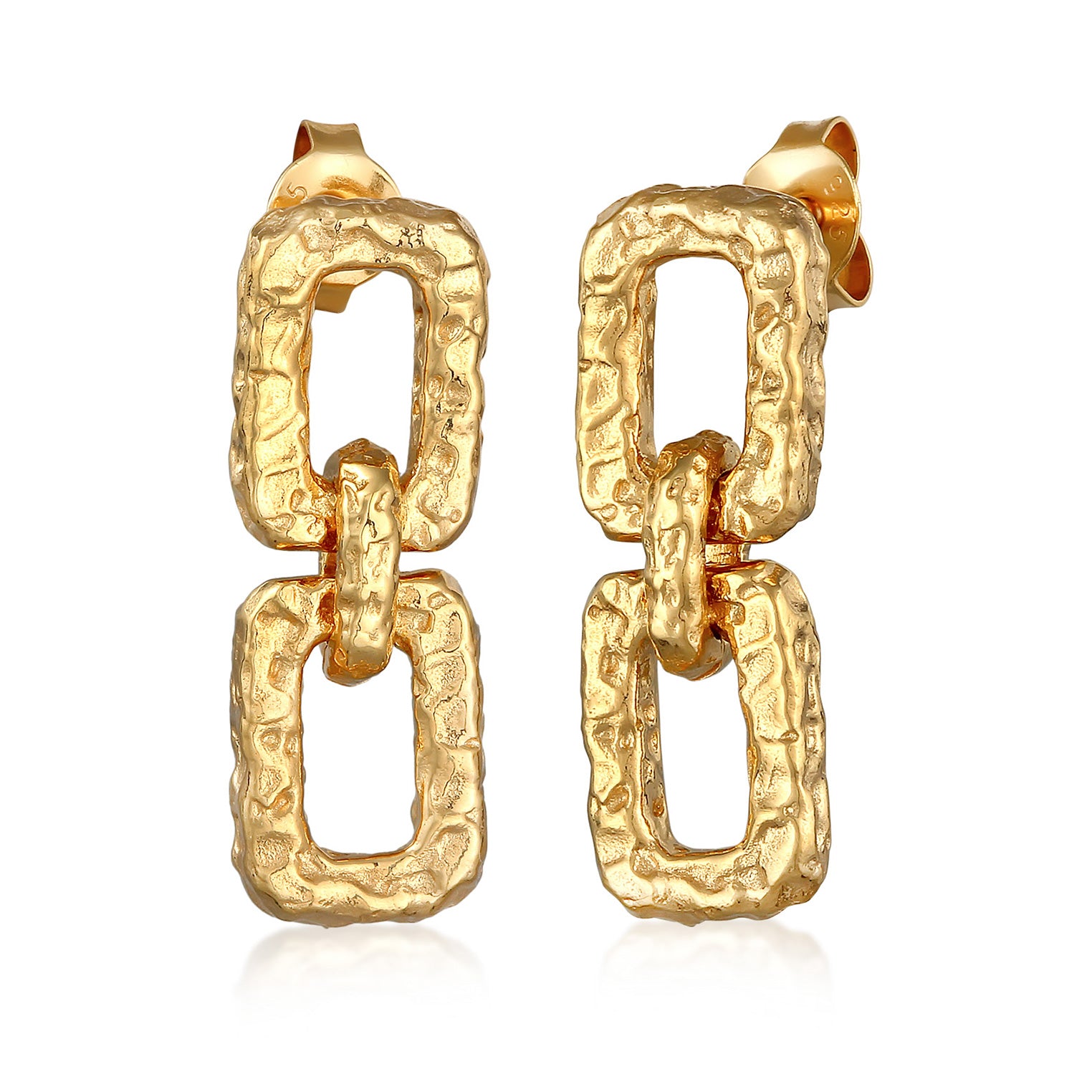Gold Perhiasan Wanita Perak Asli - Silver Anting Ear Hanger Geo Vintage Organic Lapis Emas