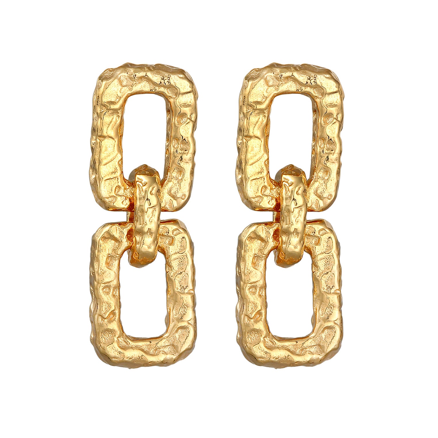 Gold Perhiasan Wanita Perak Asli - Silver Anting Ear Hanger Geo Vintage Organic Lapis Emas