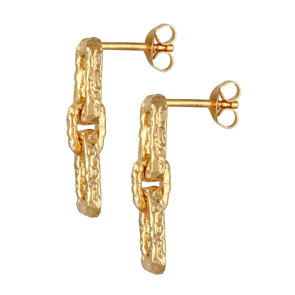 Gold Anting Perhiasan Perak 925 Wanita Ear Hanger Geo Vintage Organic Gold Plated