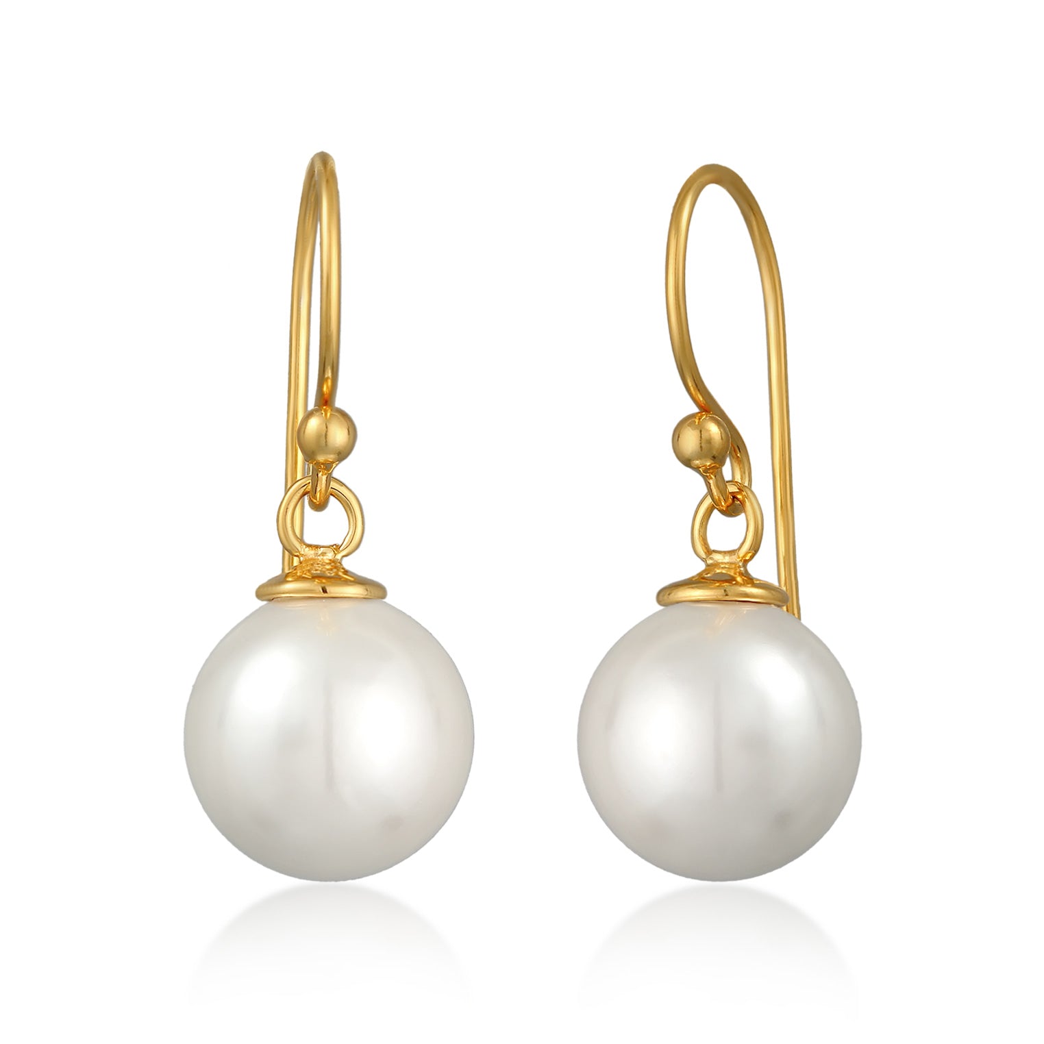 Gold Perhiasan Wanita Perak Asli - Silver Anting Ear Hanger Classic Shell Core Pearl Lapis Emas