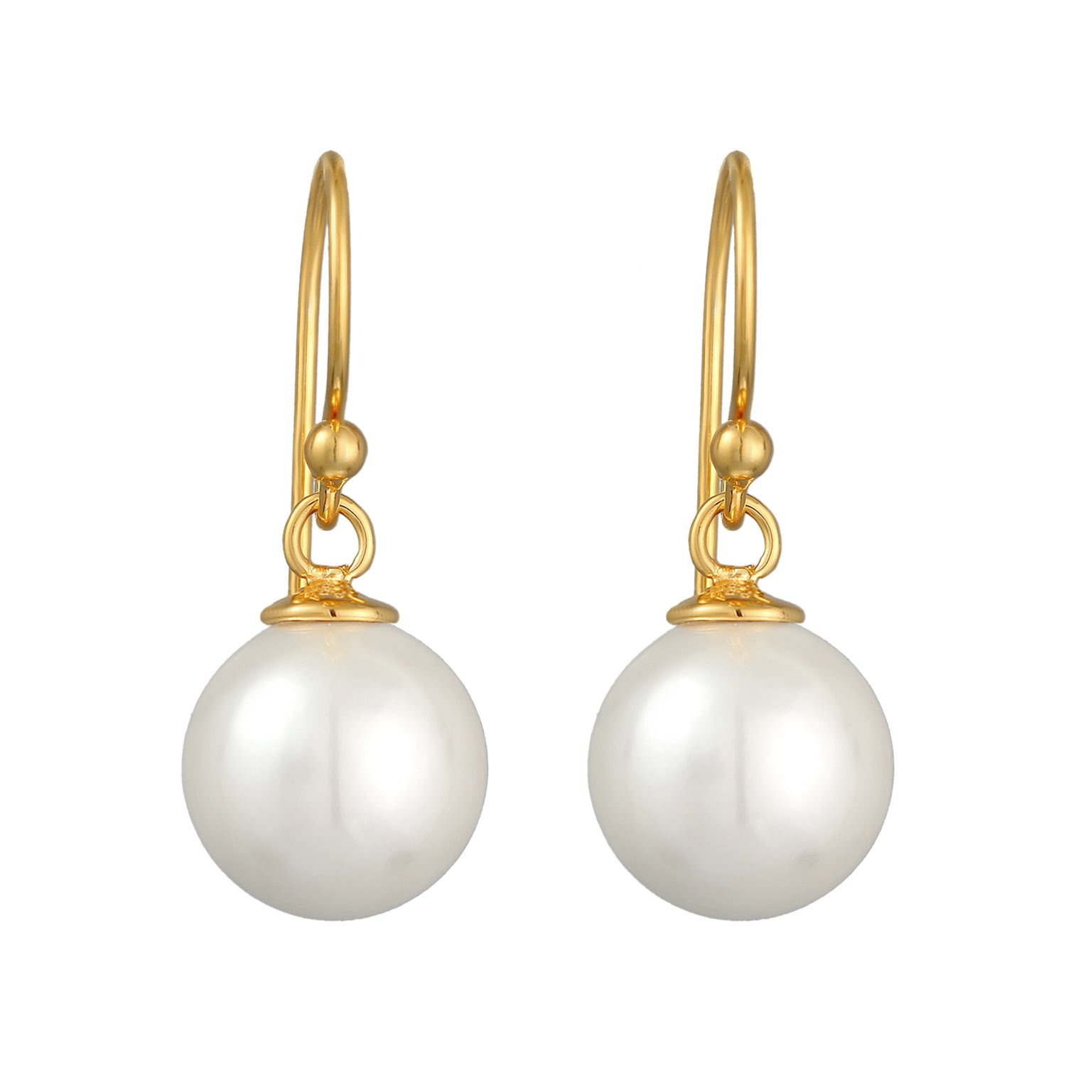 Gold Perhiasan Wanita Perak Asli - Silver Anting Ear Hanger Classic Shell Core Pearl Lapis Emas