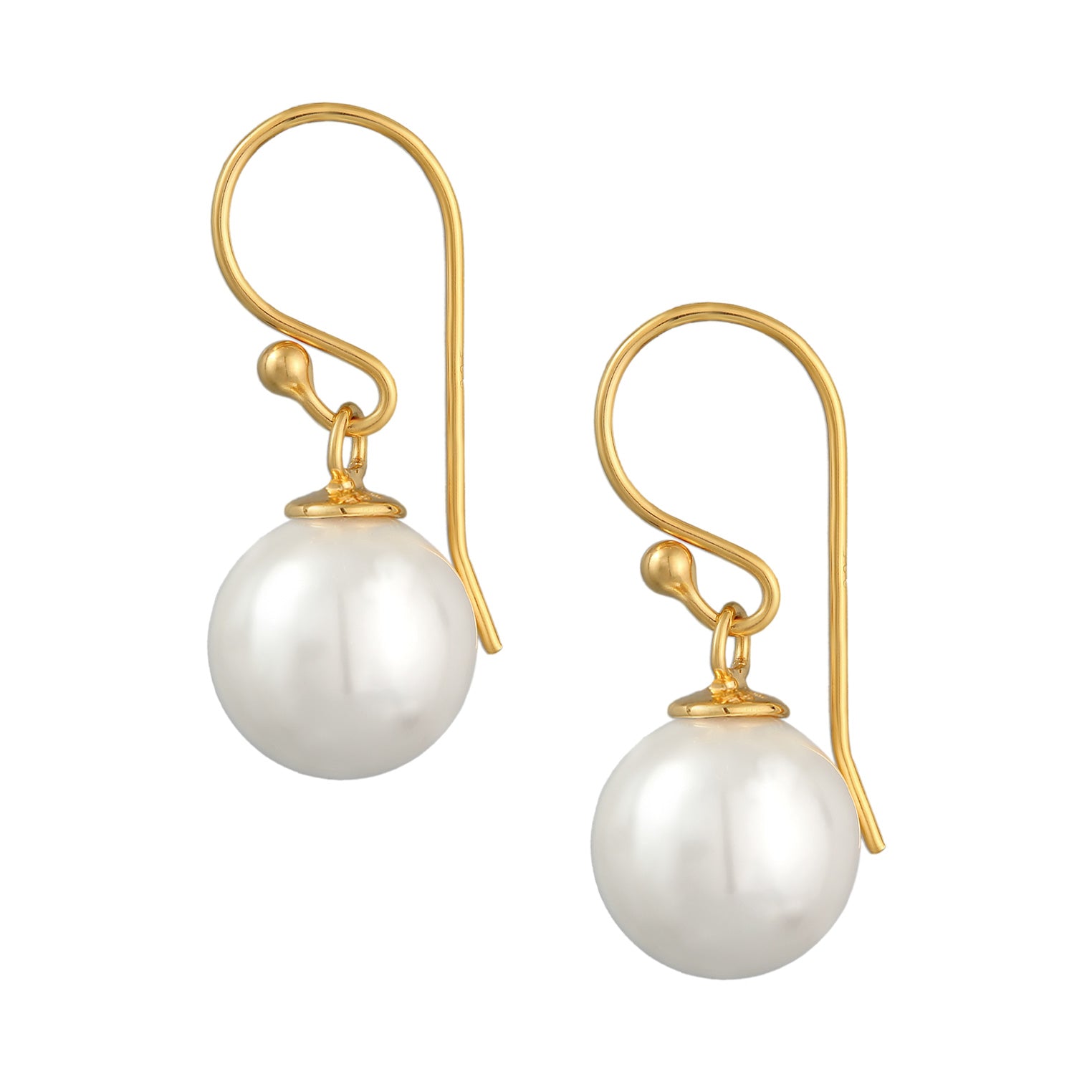 Gold Perhiasan Wanita Perak Asli - Silver Anting Ear Hanger Classic Shell Core Pearl Lapis Emas
