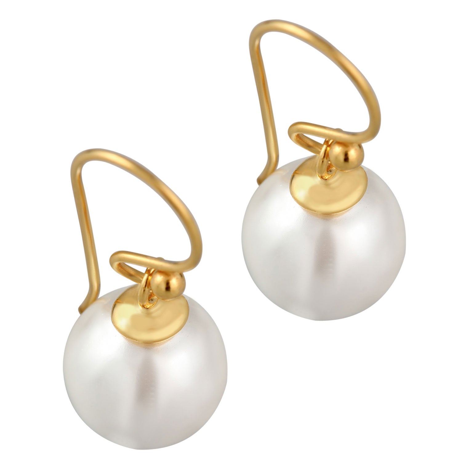 Gold Perhiasan Wanita Perak Asli - Silver Anting Ear Hanger Classic Shell Core Pearl Lapis Emas