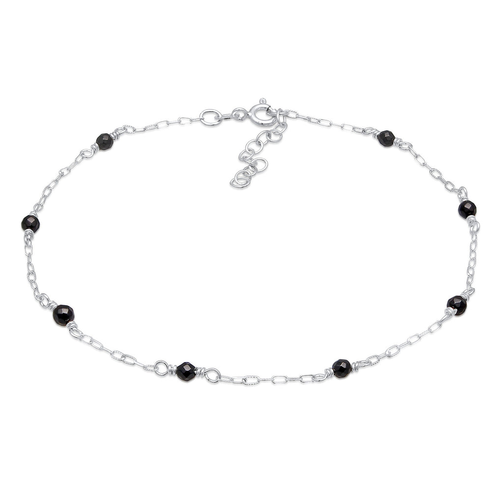 Silver Gelang Kaki Perhiasan Perak 925 Wanita Beads Elegant With Onyx