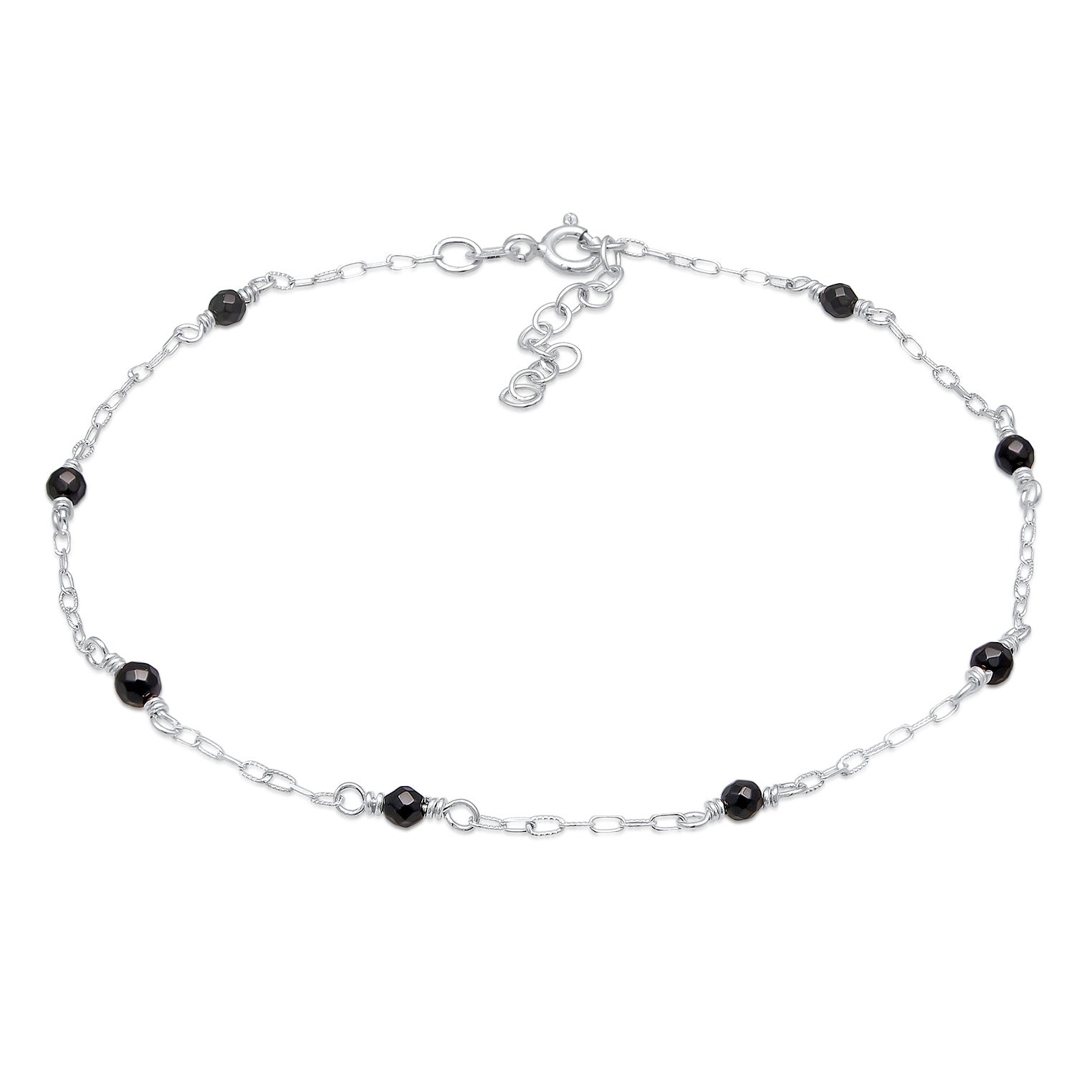 Silver Gelang Kaki Perhiasan Perak 925 Wanita Beads Elegant With Onyx