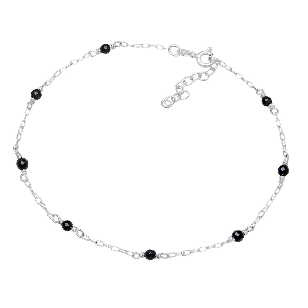 Silver Gelang Kaki Perhiasan Perak 925 Wanita Beads Elegant With Onyx