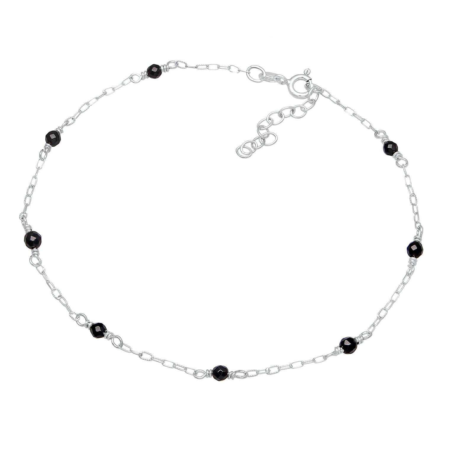 Silver Gelang Kaki Perhiasan Perak 925 Wanita Beads Elegant With Onyx