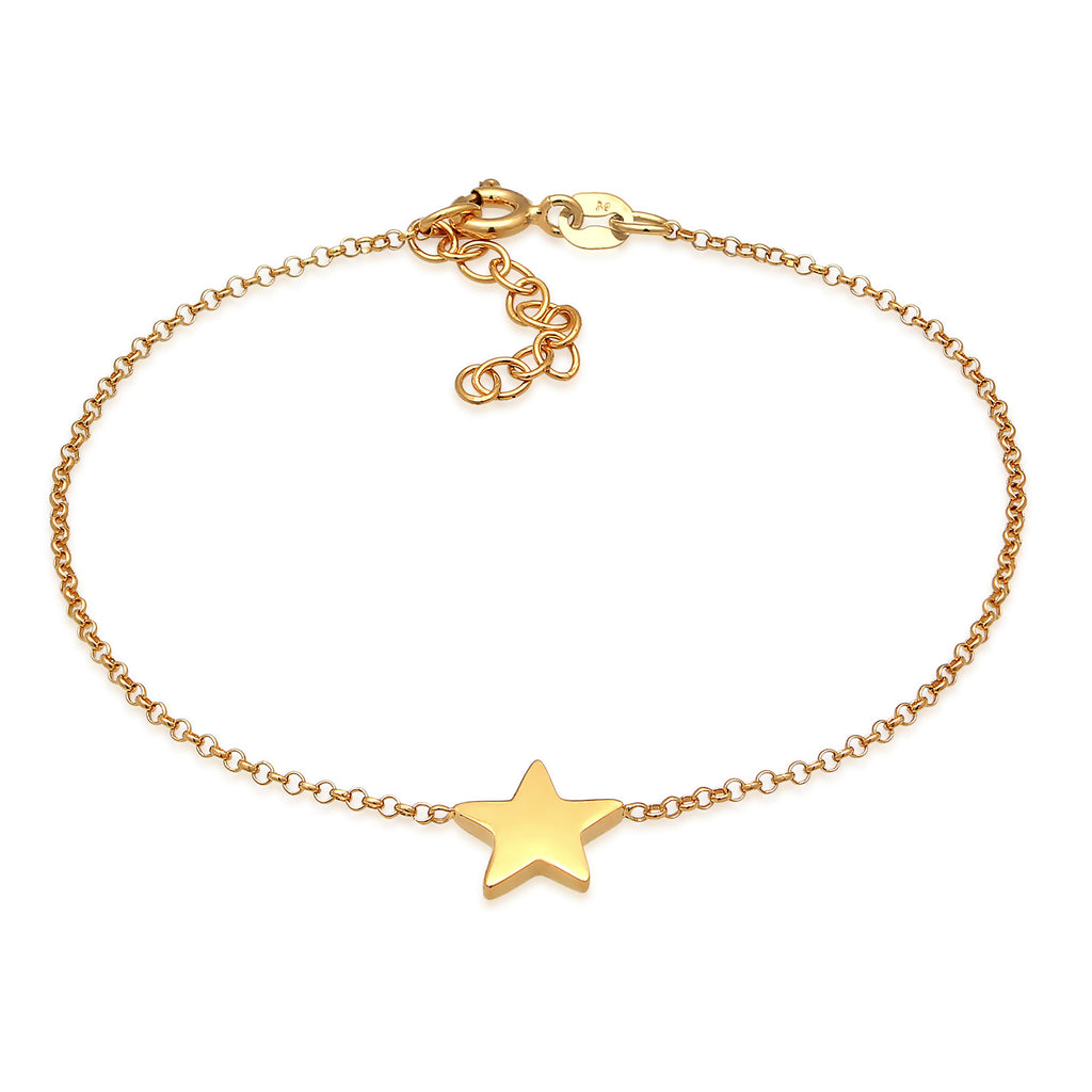 Gelang perak 925 lapis emas dengan motif bintang elegan Elli Jewelry
