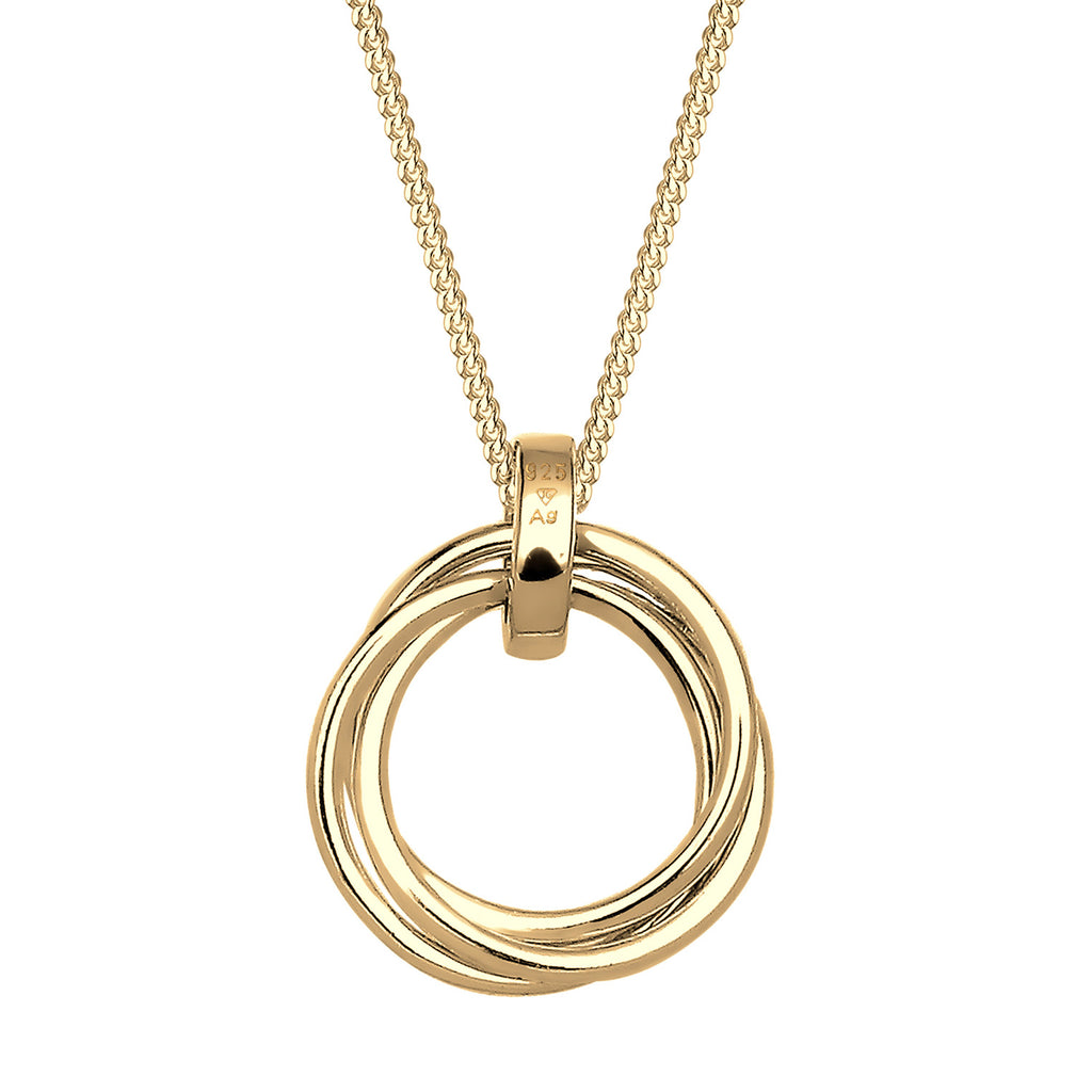 Kalung perak 925 dengan liontin bulat 3 layer dan berlian elegan Elli Jewelry