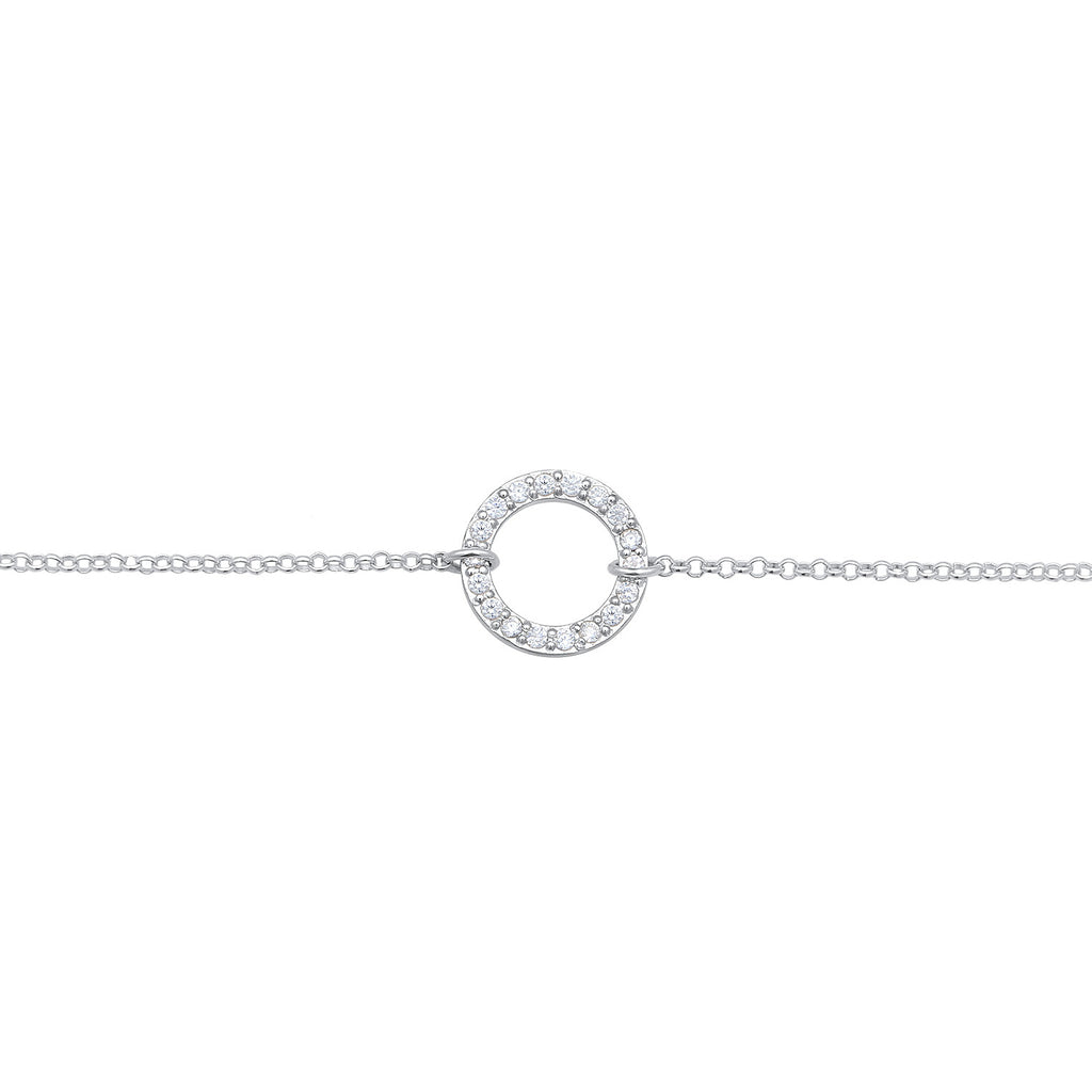 Silver Perhiasan Wanita Perak Asli - Silver Kalung Choker Circle Zirconia