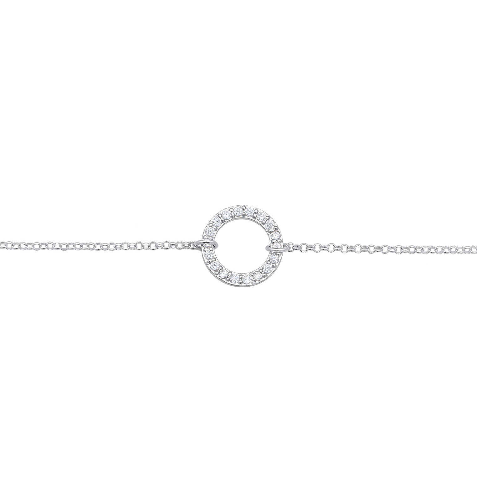 Silver Perhiasan Wanita Perak Asli - Silver Kalung Choker Circle Zirconia