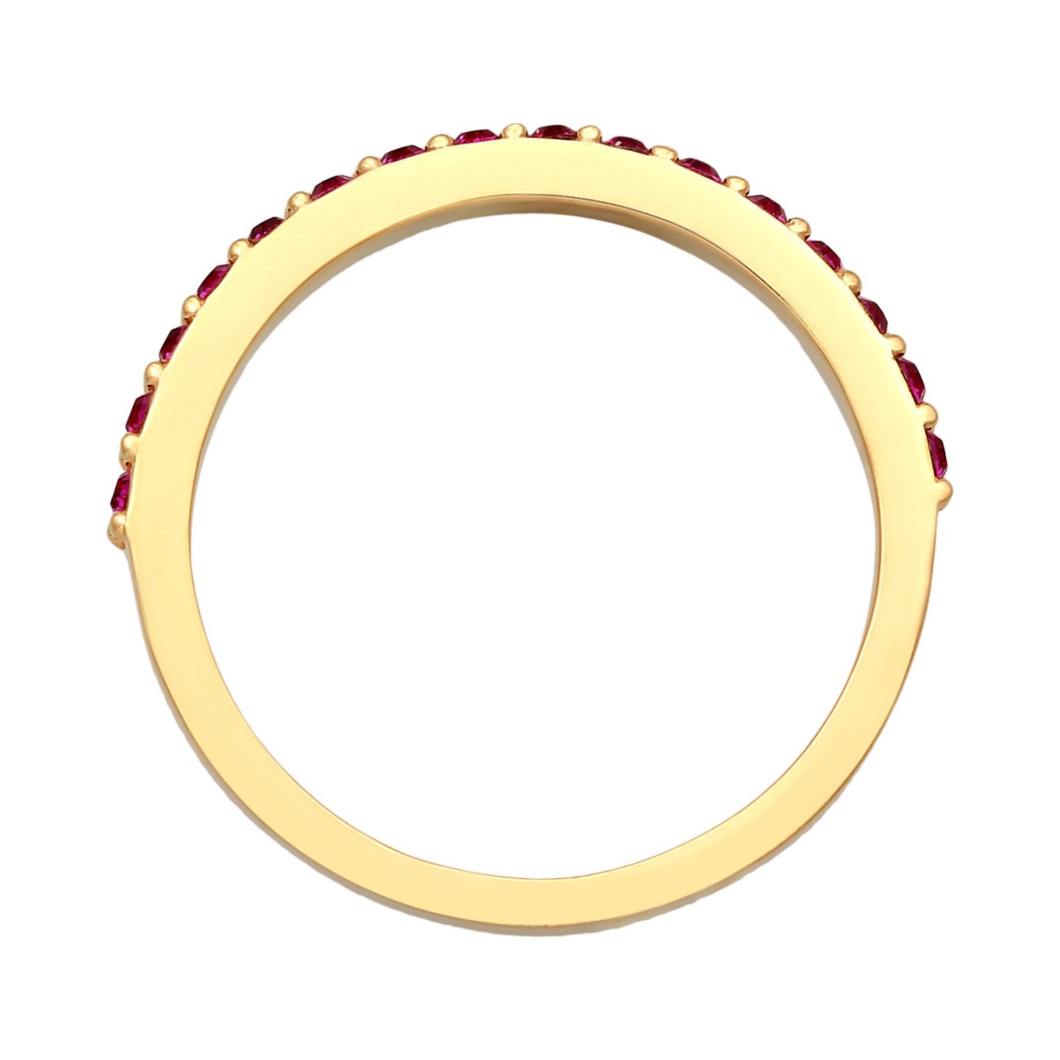 Pink Perhiasan Wanita Perak Asli - Silver Cincin Band Memoire Crystals Pink Lapis Emas