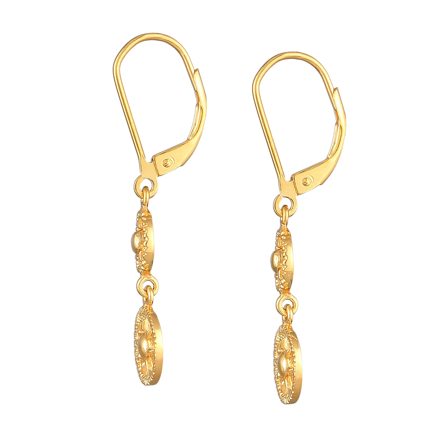 Gold Perhiasan Wanita Perak Asli - Silver Anting Ear Hanger Coin Sun Ancient Lapis Emas