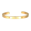 Gold Perhiasan Wanita Perak Asli - Silver Gelang Bangle Geo Cross Minimal Zirconia Crystals Lapis Emas