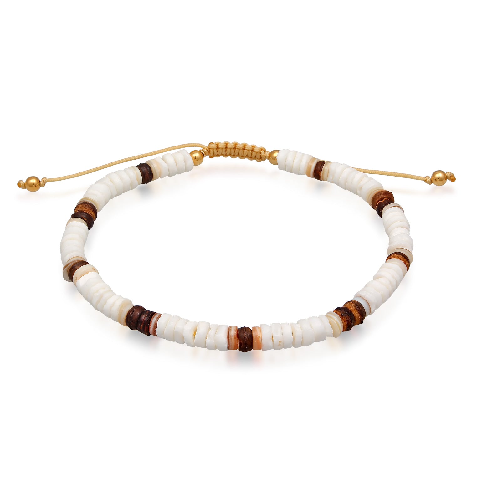 White Gelang Kaki Perhiasan Perak 925 Wanita Shell Coconut Pearls Gold Plated