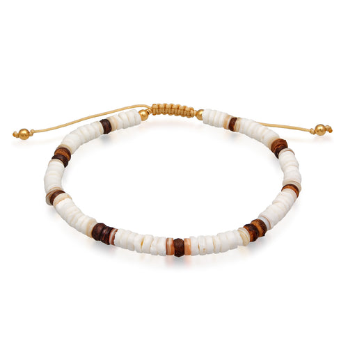 Gelang kaki perak 925 dengan coconut pearls elegan Elli Jewelry
